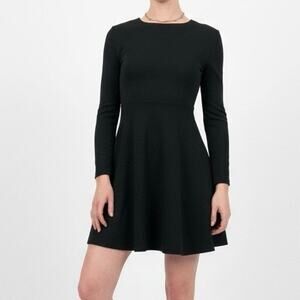 Jusfitsu Black Long Sleeve A-Line Mini Dress